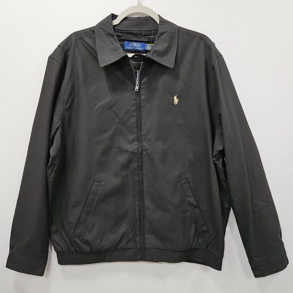 Polo Ralph Lauren Bi Swing Lined Windbreaker Jacket Mens Large Black Lightweight